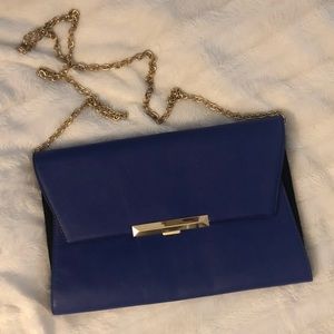 ALDO Royal Blue Clutch Shoulder Bag w/ Gold Chain